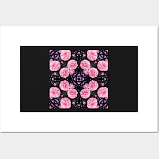 Crystal Hearts and Flowers Valentines Kaleidoscope pattern (Seamless) 6 Posters and Art